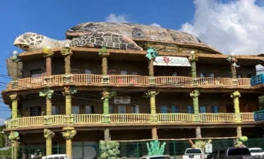 Shaped like a giant turtle, this unique architecture building is a must-see on your best of Roatan island tour.