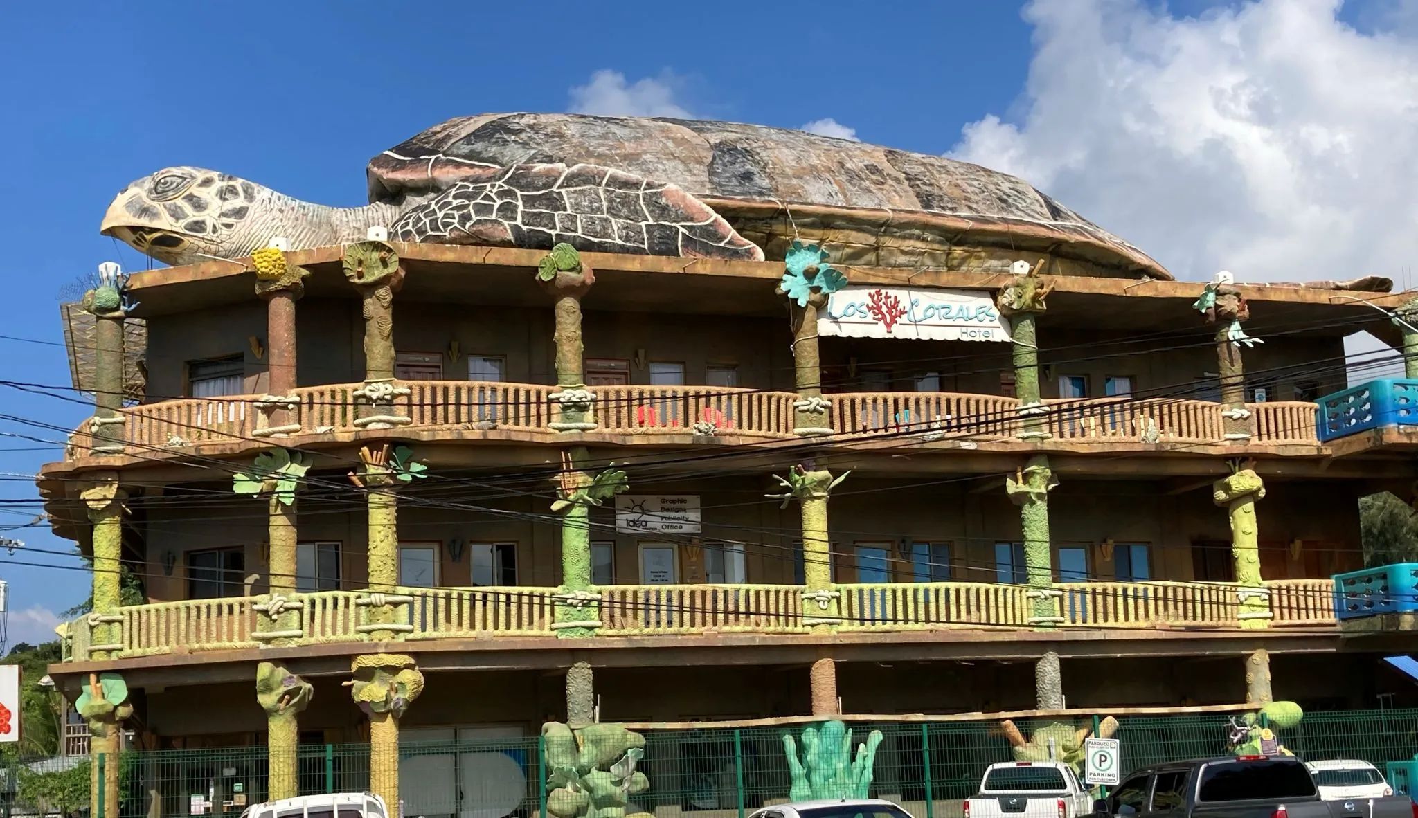 Shaped like a giant turtle, this unique architecture building is a must-see on your best of Roatan island tour.